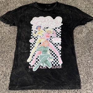Ripple Junction Black Long Sleeve Tee with Pastel Graphic NWOT